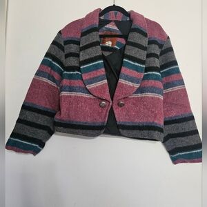 Vintage Mid-West Garment Co.Wool Crop Bolero Coat Southwestern Print Size Medium
